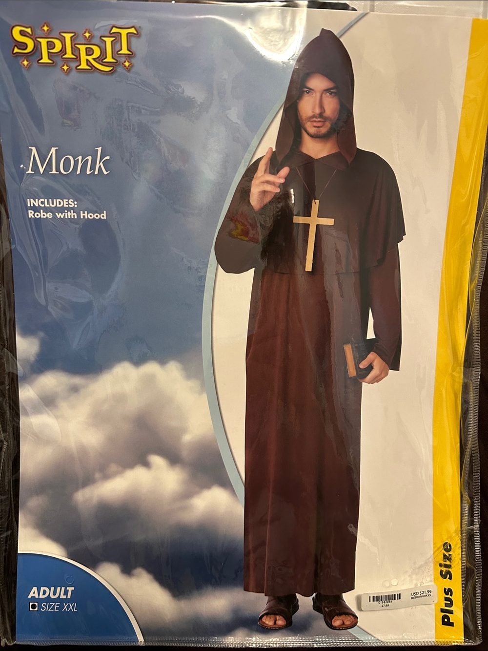 Spirit Brown Monk Hooded Robe Costume